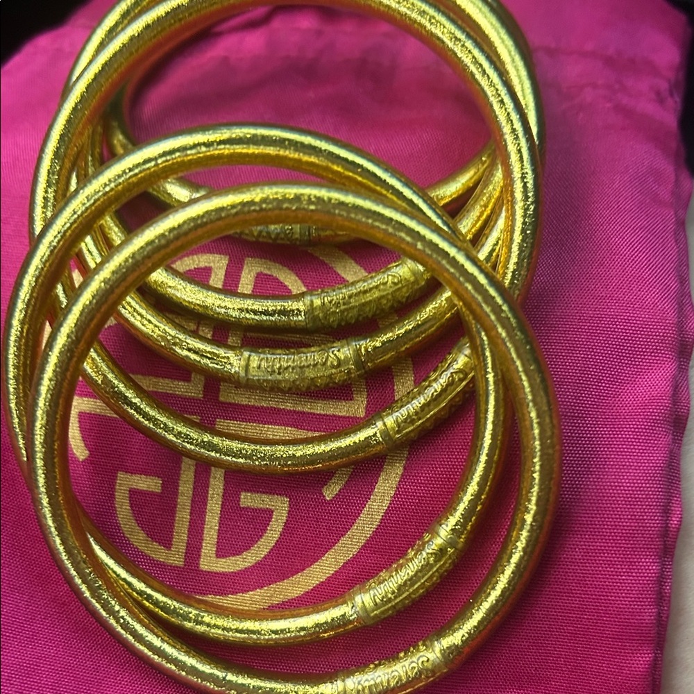 BuDhaGirl Gold Bangle Bracelet Set (6) Medium